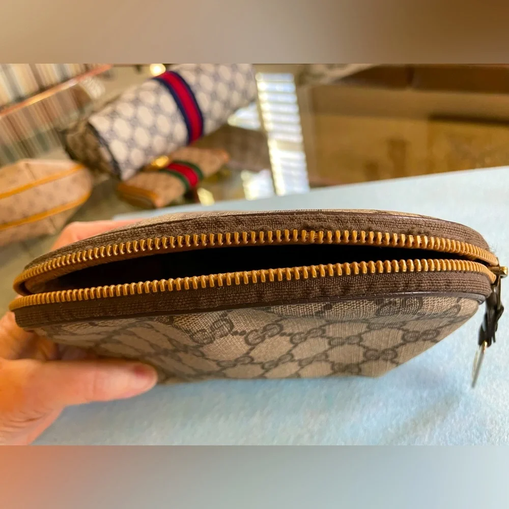 Vintage Gucci Mini Print Cosmetic Case Travel Clutch Brown - Picture 12 of 12